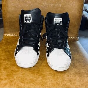 Adidas superstar Black and White polka dots wedge hidden heel High-Top Sneakers